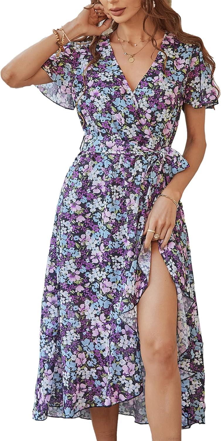 Remi™ | Vestido Boho Floral Maxi con Cinturón y Bajo Volado