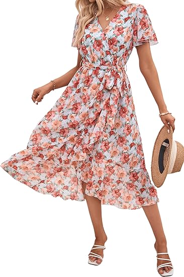 Remi™ | Vestido Boho Floral Maxi con Cinturón y Bajo Volado