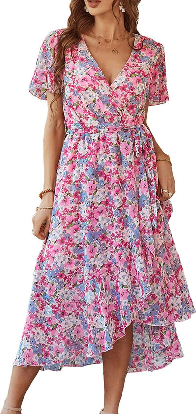 Remi™ | Vestido Boho Floral Maxi con Cinturón y Bajo Volado