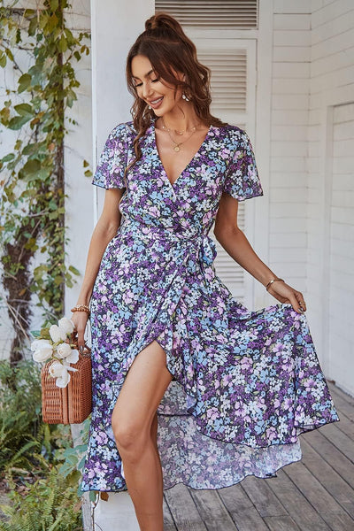 Remi™ | Vestido Boho Floral Maxi con Cinturón y Bajo Volado