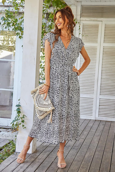 Remi™ | Vestido Boho Floral Maxi con Cinturón y Bajo Volado